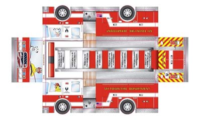 Free Kids Firetruck Foldup Activity Sheet