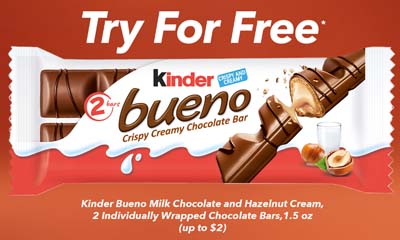 Free Kinder Bueno Crispy Creamy Chocolate Bars